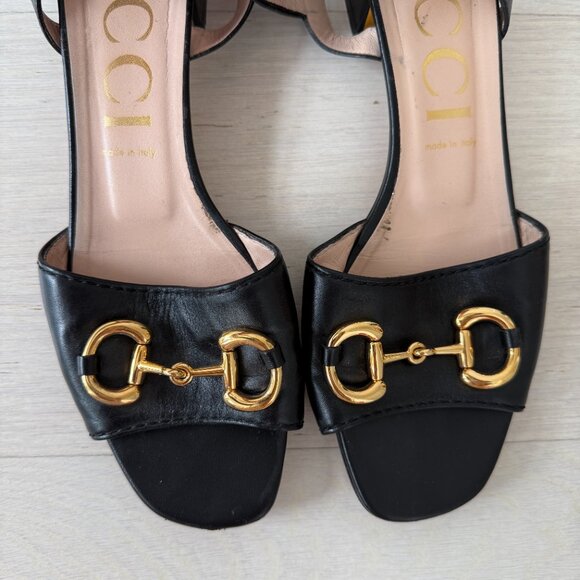Gucci Black Low Sandals with Gold Hardware Size 42 - Picture 3 of 4